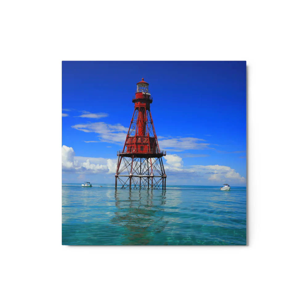 American Shoal Lighthouse Glossy Metal Print