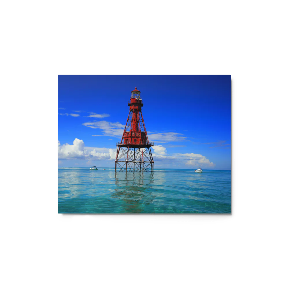 American Shoal Lighthouse Glossy Metal Print